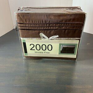 King 2000 Series Luxury Wrinkle-Free Sheet Set – Deep Pocket – Brown – New